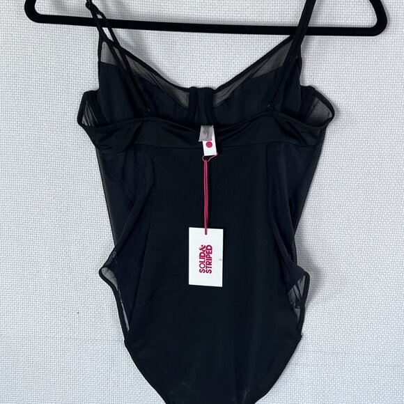 Solid & Striped The Spencer One Piece Swimsuit Black Mesh Panel Medium NO BELT - Picture 5 of 9